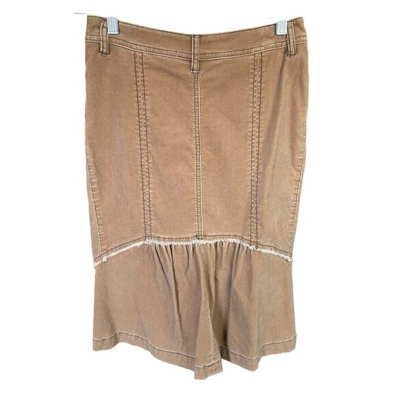 Anthropologie Louie Boho fringe skirt Tan corduroy flounce ruffle skirt 0 - Picture 3 of 7